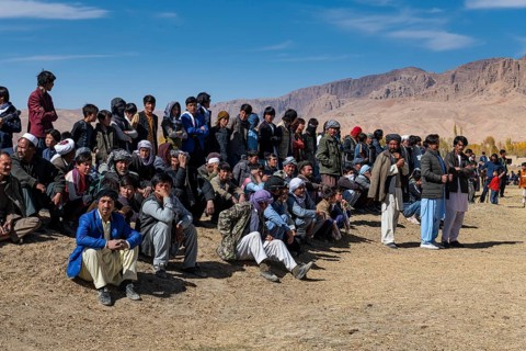 Spectators at traditional Buzkashi game