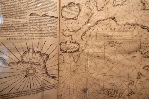 Antique book with an old map