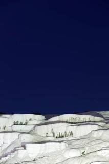 Travertines of Pamukkale by night