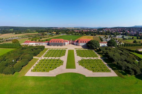 Castle garden with orange trees