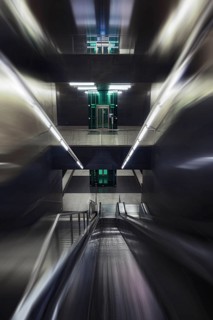 Escalator and lift at the underground station