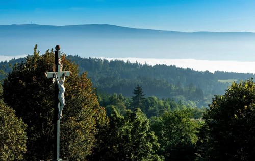 Crucifix of Le Monestier village near Ambert in Livradois-Forez Regional Nature Park
