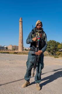 Heavily armed soldier