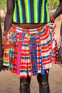 Close up of colourful skirt from young girls
