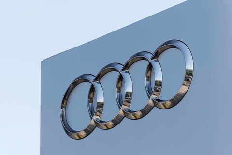 Logo of Audi AG on a pillar