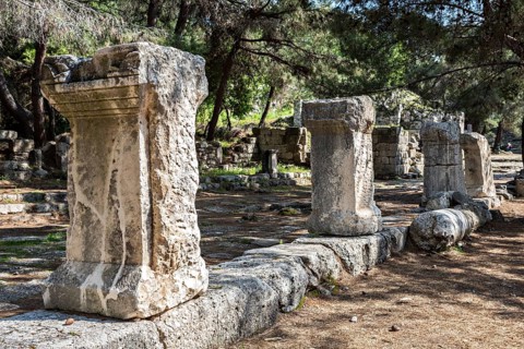 Columns on the main street of Phaselis in Antalya