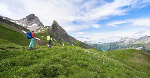 Two hikers on a hiking trail