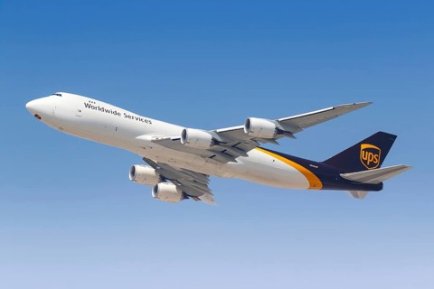 A UPS United Parcel Service Boeing 747-8F aircraft