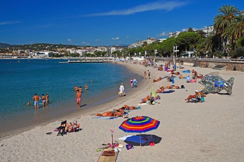 Beach and bay of Cannes