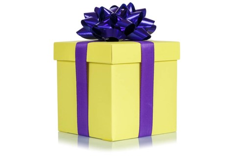 Gift birthday Christmas birthday gift box yellow cut out isolated