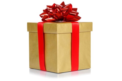 Gift birthday christmas birthday gift box gold golden cut out isolated