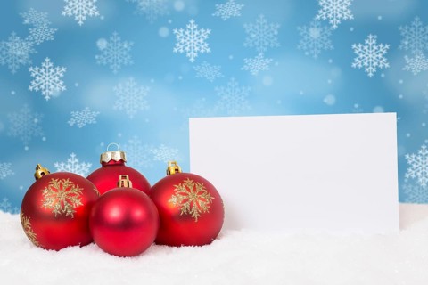 Red Christmas Balls Christmas Card Wish List Wishes copy space Copyspace Copy Space