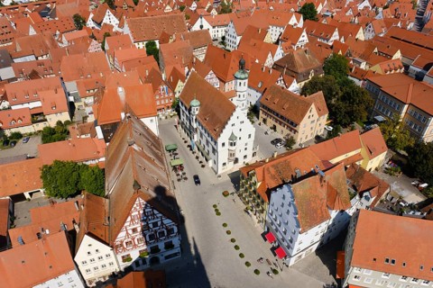 View from the tower Daniel of St. George's Church over the old town with the town hall