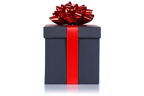 Birthday Christmas Gift Christmas present Birthday gift box black cut out isolated