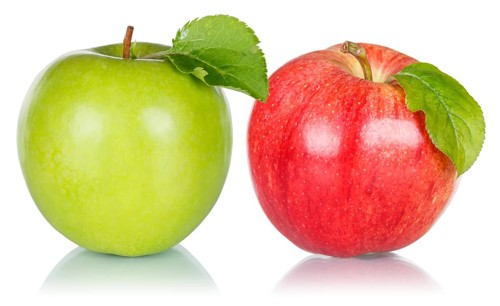 Apples Fruits green red Apple fruit with leaves isolated on a white background