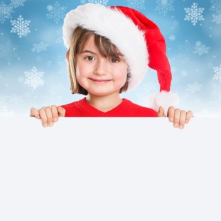 Christmas Child Girl Father Christmas Sign Square copy space Copyspace Copy Space