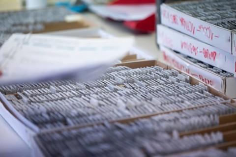 Embedded samples in a histology laboratory