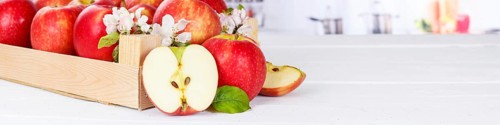Apples Fruits red apple fruit in box with flowers