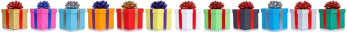 Gifts Birthday Christmas in a Row Boxes Free Plate Isolated