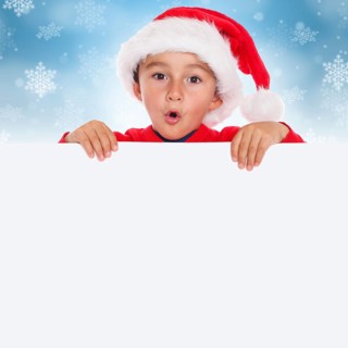 Christmas Child Santa Claus Christmas Card Text Free Space Copyspace Square Surprised Surprise Copy Space