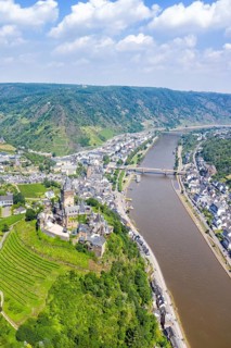 City of Cochem on the Moselle River with Reichsburg Castle in Cochem