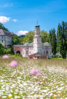 Flower meadow in front of the monastery St. Karl
