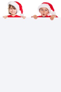 Children Girl Boy Santa Claus Christmas Sign Text Free Space Copyspace Isolated