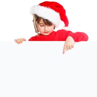 Christmas Child Girl Father Christmas Show Square Sign copy space Copyspace Freisteller Freiraum