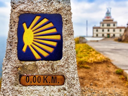 Kilometre zero with scallop shell