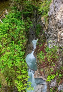 Mountain stream flowing through a narrow gorge