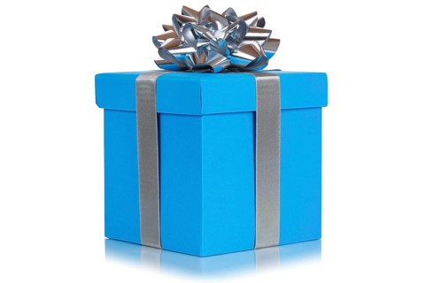 Gift Birthday Christmas Birthday gift box blue cut out isolated