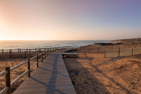 Wooden jetty on the Atlantic Ocean