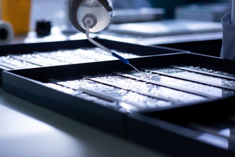 Rinsing samples in a histology laboratory