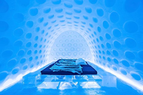 Hotel room made of ice