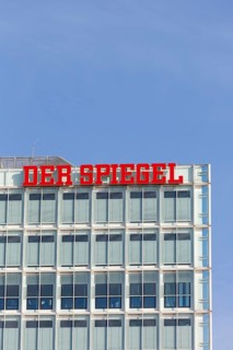Der Spiegel logo Headquarters at Ericusspitze in the HafenCity in Hamburg