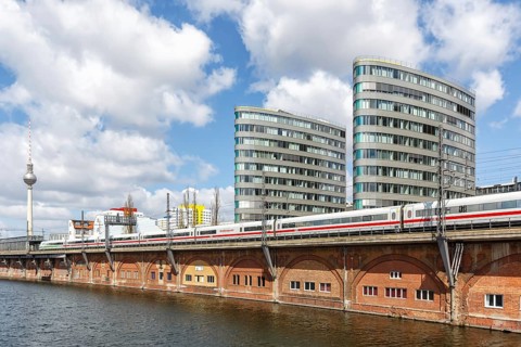 ICE 2 train of Deutsche Bahn DB at Jannowitzbruecke in Berlin