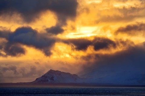 Sunset with clouds over Snaefellsjoekull