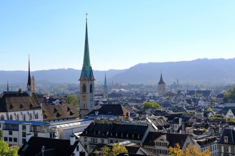 View of the old town and churches