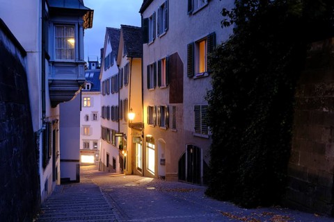 Alley in the old town in the evening
