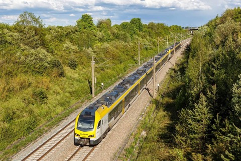 Stadler FLIRT 3 Regional Train Rail by Go-Ahead on the new NBS Mannheim-Stuttgart line in Germany