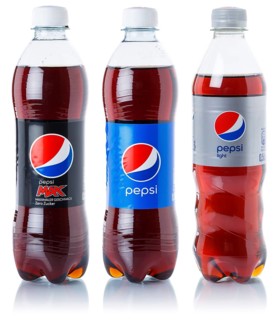 Pepsi Cola Lemonade Softdrink Drinks in Plastic Bottles cut out isolated