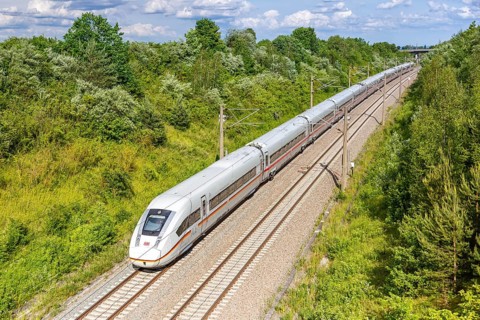 XXL-ICE 4 train of Deutsche Bahn DB on the new NBS Mannheim-Stuttgart line in Germany