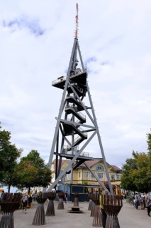 Viewing tower on Uetliberg overlooking the city of Zurich and Lake Zurich