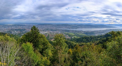 View from the Uetliberg to the city of Zurich and Lake Zurich