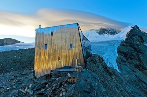 Sunset at the Cabane de Tracuit mountain hut