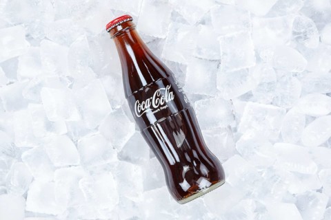 Coca Cola Coca-Cola bottle lemonade soft drink drink on ice cube cubes