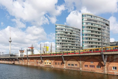 S-Bahn train of Deutsche Bahn DB at Jannowitzbruecke in Berlin