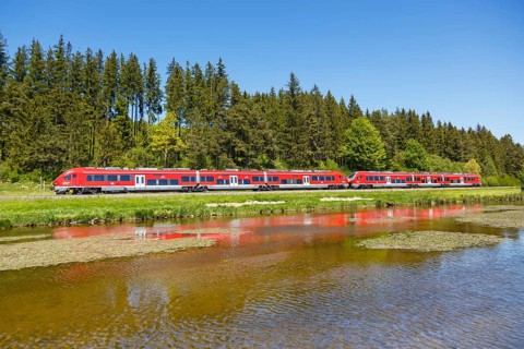 Pesa Link Regional train of Deutsche Bahn DB Bayern in Allgaeu in Ruderatshofen
