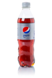 Pepsi light Cola lemonade soft drink beverage in a plastic bottle cut-out isolated against a white background
