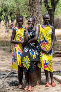 Traditional dressed girls from the Toposa tribe